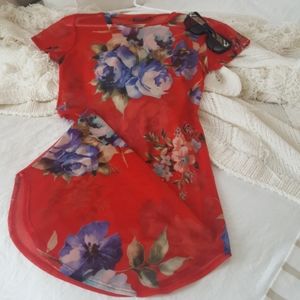 Vibrant Red Floral Beach Cover-up!